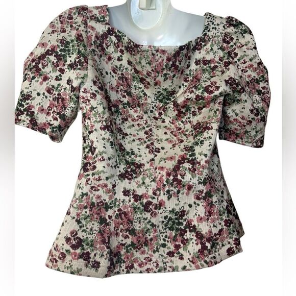 Anthropologie Maeve Floral Tapestry Sweetheart Cut Blouse - Picture 10 of 13